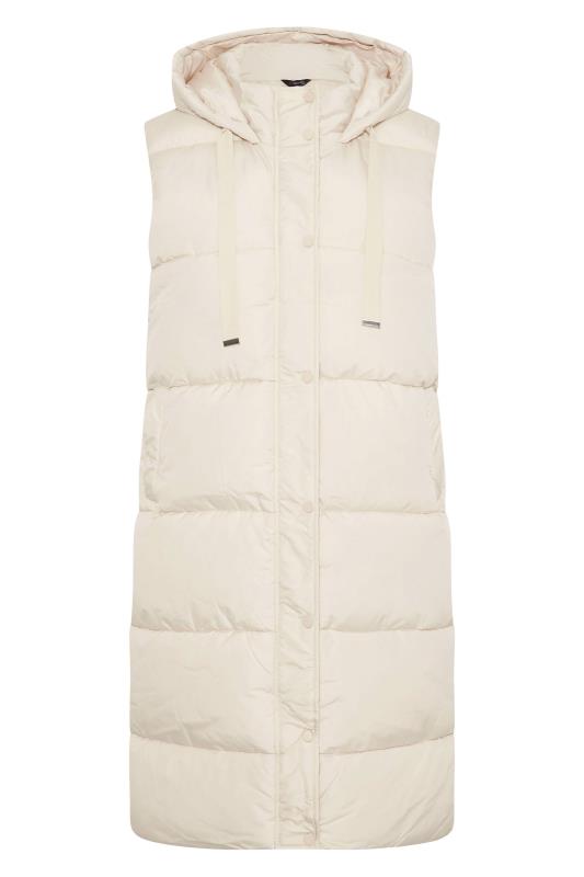 Plus Size Cream Maxi Panelled Puffer Gilet | Yours Clothing 7