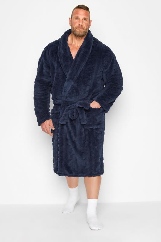  BadRhino Big & Tall Navy Blue Cable Dressing Gown
