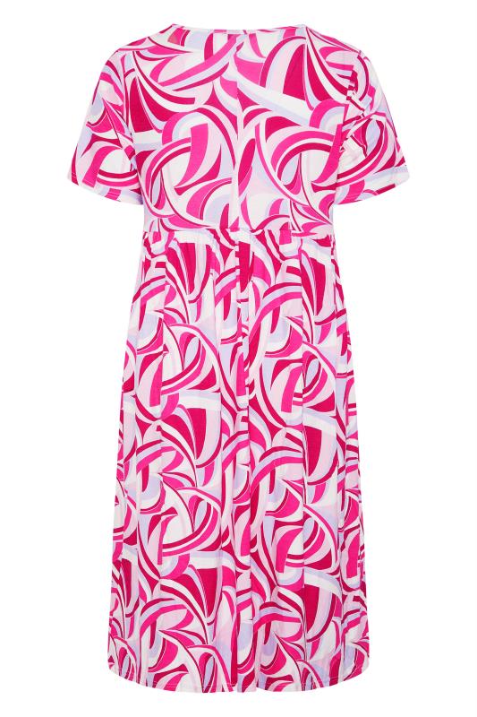 LIMITED COLLECTION Plus Size Pink Abstract Print Midaxi Smock Dress | Yours Clothing  7