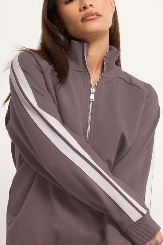 PixieGirl Petite Women's Purple Stripe Quarter Zip Sweatshirt | PixieGirl 5