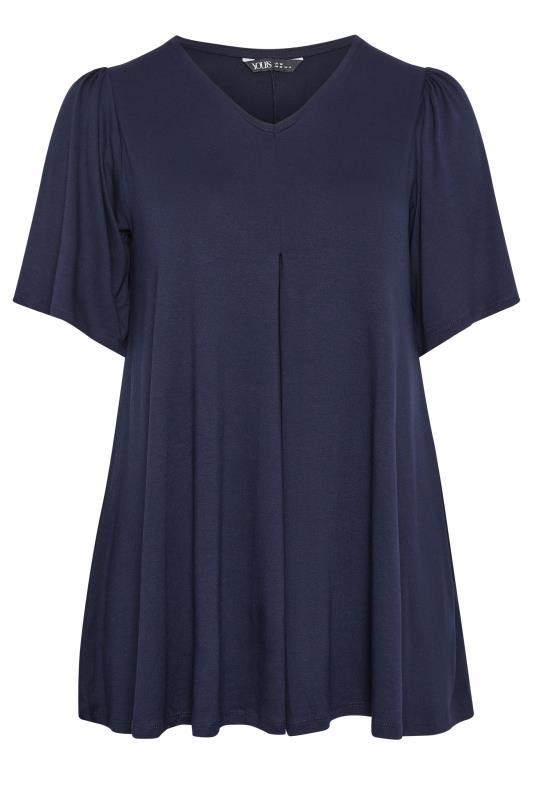 YOURS Plus Size Navy Blue Pleated Swing Top | Yours Clothing 5