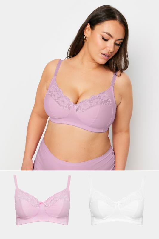  Tallas Grandes YOURS Curve 2 PACK Pink & White Non-Padded Non-Wired Bras