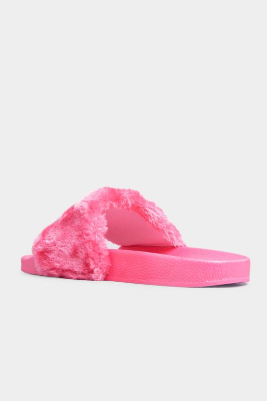 Pink Vegan Fur Sliders In Standard D Fit 5