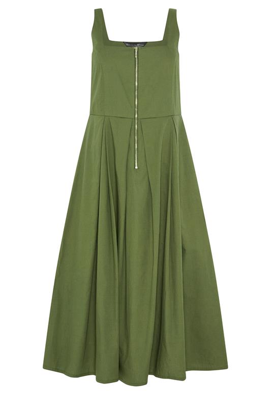 PixieGirl Petite Khaki Green Pleated Midi Dress | PixieGirl 5