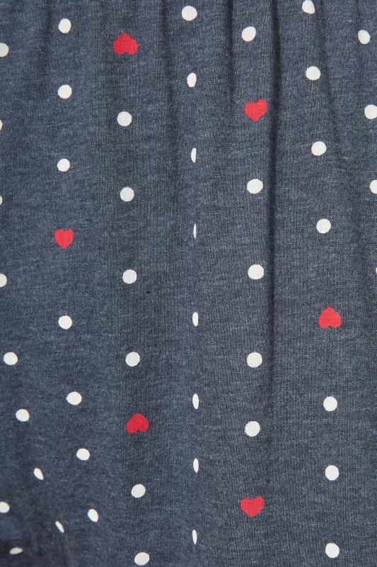 Curve Navy Blue Marl Spotty Heart Pyjama Bottoms 5