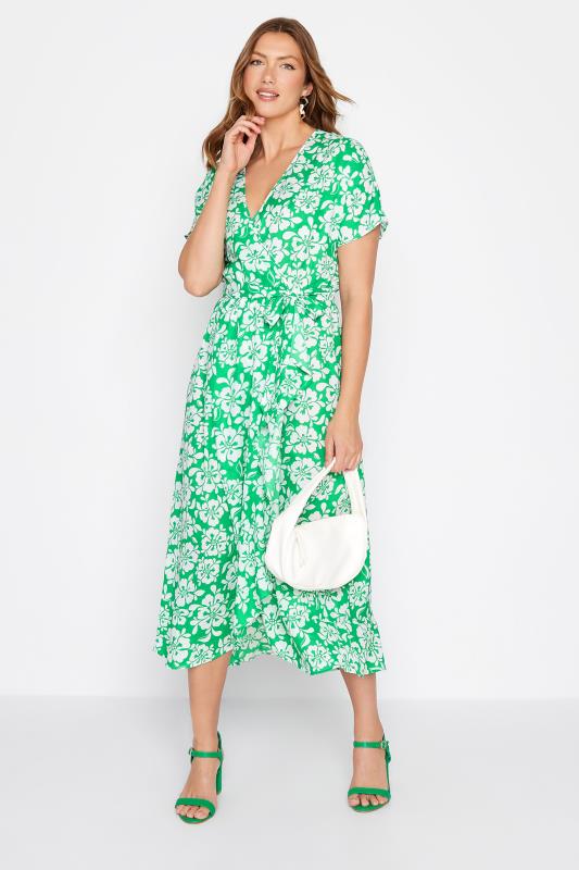 LTS Tall Green Floral Print Wrap Dress 2