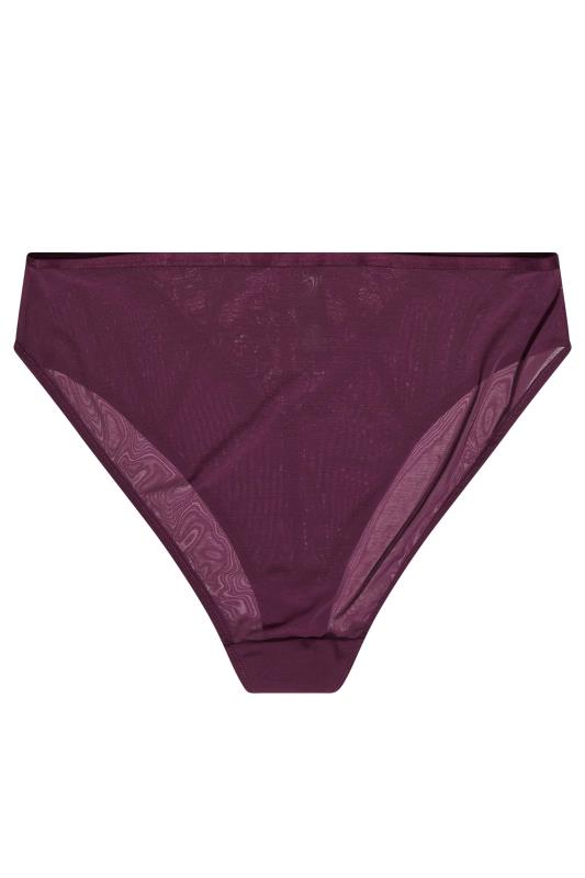 Berry Red Lace Satin Trim Briefs | Yours Clothing 4