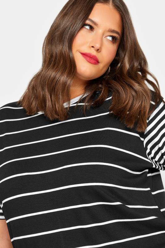 LIMITED COLLECTION Plus Size Black Mixed Stripe Print T-Shirt | Yours Clothing 4