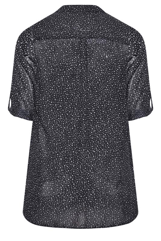 YOURS Plus Size Navy Blue Polka Dot Button Through Shirt | Yours Clothing 7