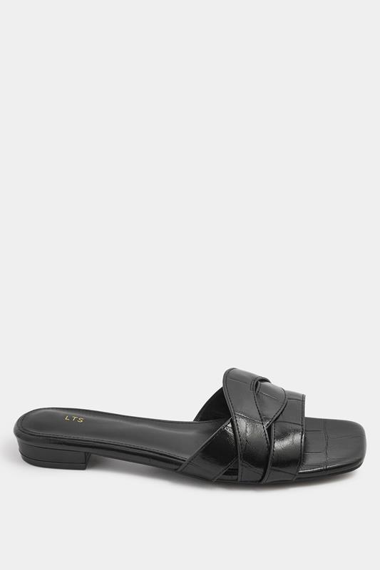 LTS Black Twisted Block Mule Sandals In Standard Fit | Long Tall Sally 2