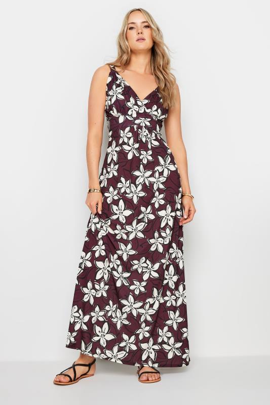 Grande Taille LTS Tall Wine Red Floral Print Maxi Dress