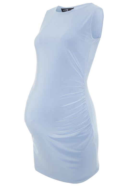 LTS Tall Maternity Light Blue Slinky Ruched Sleeveless Top 5