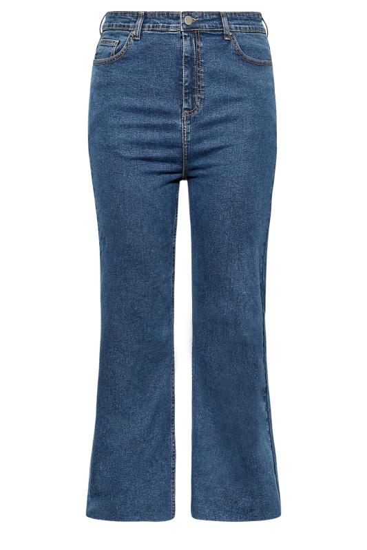 Plus Size Mid Blue Stretch Wide Leg Jeans | Yours Clothing  5