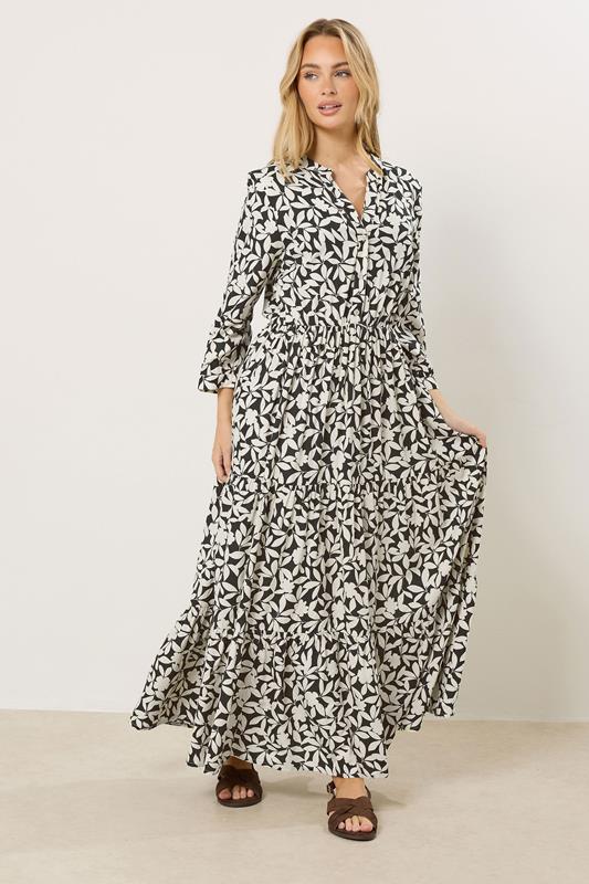 M&Co Brown Floral Tiered Maxi Dress | M&Co 1