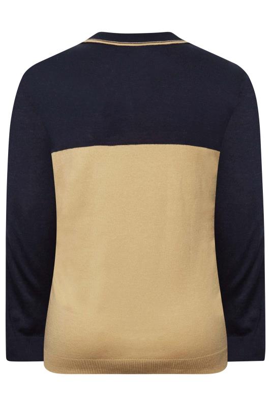BadRhino Big & Tall Navy Blue Colour Block Long Sleeve Knitted Polo Shirt | BadRhino 4
