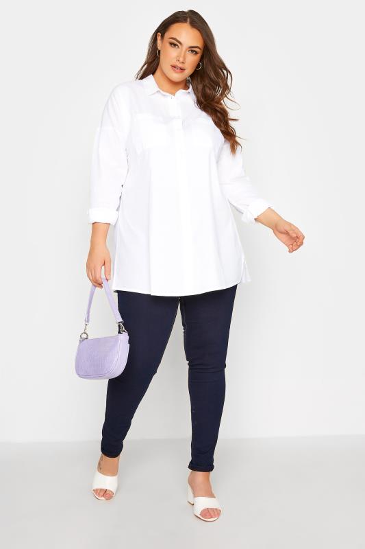 streng stof in de ogen gooien Slager YOURS FOR GOOD Plus Size White Oversized Shirt | Yours Clothing