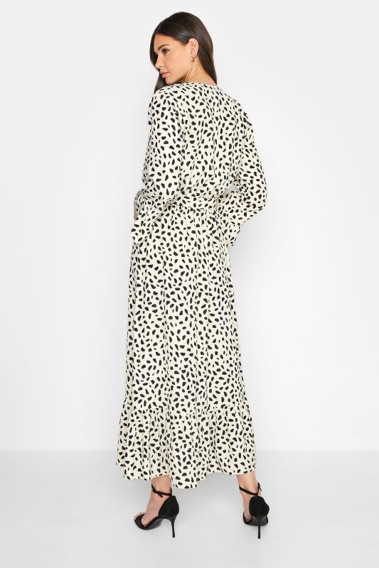 LTS Tall Ivory White Dalmatian Print Wrap Dress 3