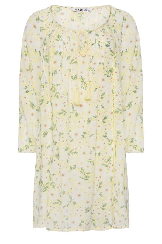 YOURS Curve Plus Size Yellow Floral Tie Neck Top | Yours Clothing  6