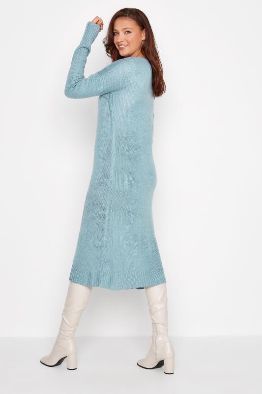 LTS Tall Denim Blue Knitted Midi Dress 3
