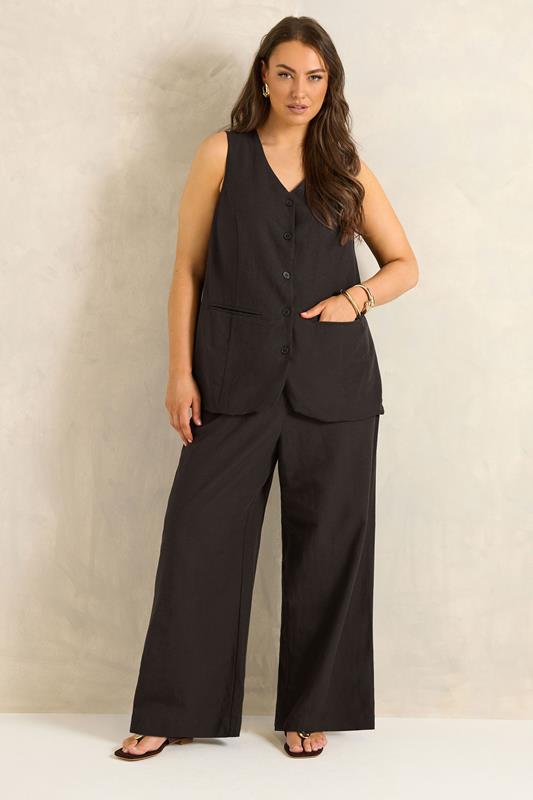 EVANS Plus Size Chocolate Brown Linen Set | Evans 1