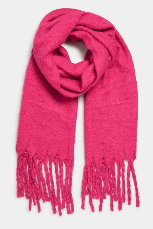 Hot Pink Super Soft Chunky Tassel Scarf | Yours Clothing 2