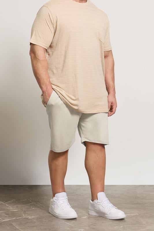  D555 Big & Tall steenbruine korte broek met elastische tailleband