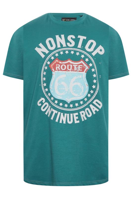 KAM Big & Tall Light Blue 'Route 66' Slogan T-Shirt | BadRhino  3