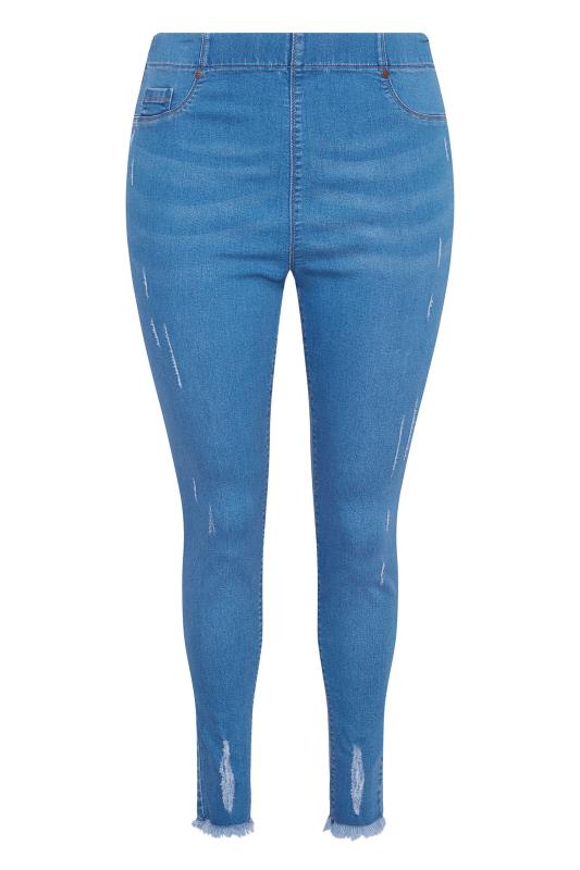 YOURS FOR GOOD Plus Size Mid Blue Cat Scratch JENNY Jeggings | Yours Clothing 5