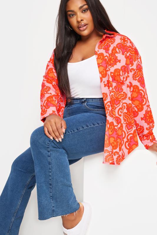 YOURS Plus Size Orange Abstract Print Shirt | Yours Clothing 5