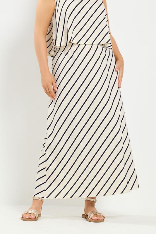 YOURS Plus Size Cream Stripe Maxi Skirt | Yours Clothing 1