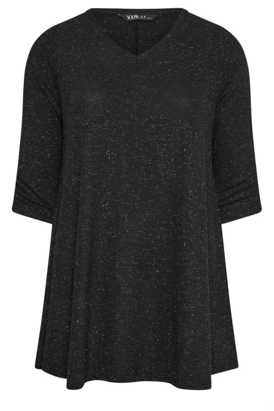 YOURS Plus Size Black Metallic Swing Top | Yours Clothing 5