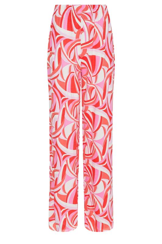 LTS Tall Women's Pink Swirl Print Wide Leg Trousers | Long Tall Sally 4