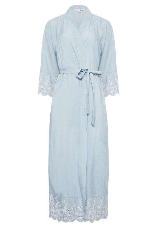 LTS Tall Light Blue Broderie Anglaise Dressing Gown | Long Tall Sally 6
