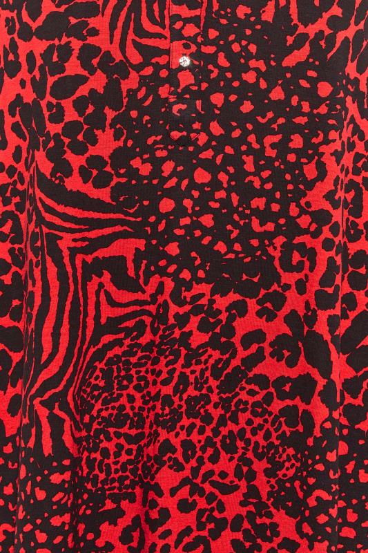 Plus Size Red Animal Print Blouse | Yours Clothing 5