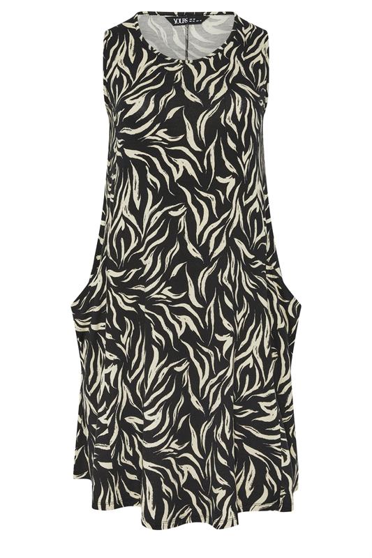 YOURS Plus Size Black Abstract Drape Pocket Dress | Yours Clothing 5