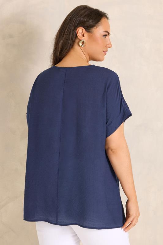 EVANS Plus Size Navy Blue Lace Blouse | Evans 2