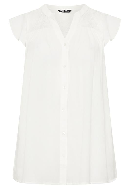 YOURS Plus Size White Lace Detail Blouse | Yours Clothing 5