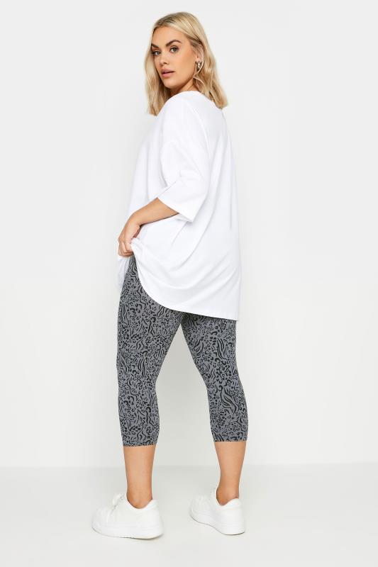 YOURS Plus Size 2 PACK Grey Animal Print Cropped Leggings | Yours Clothing 5