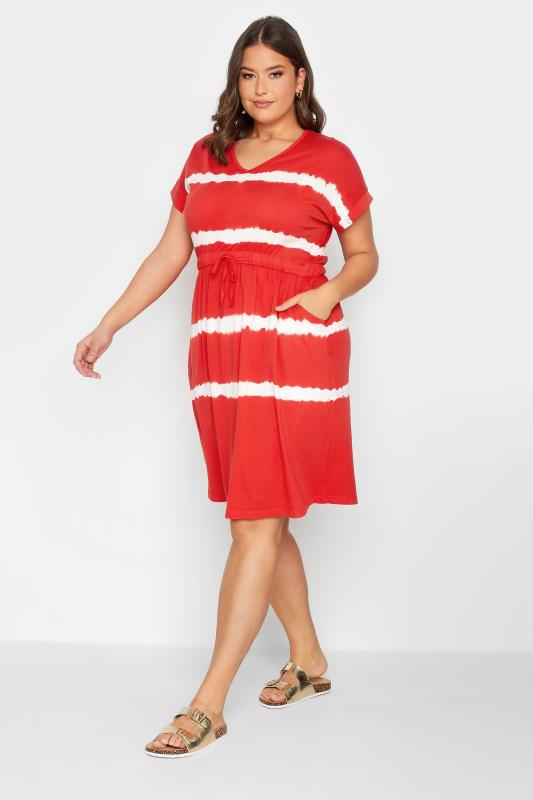 Plus Size  YOURS Curve Red Tie Dye Midi Dress