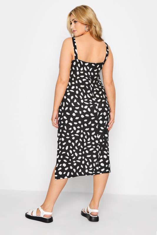 Curve Black Dalmatian Print Side Split Midi Beach Dress 3