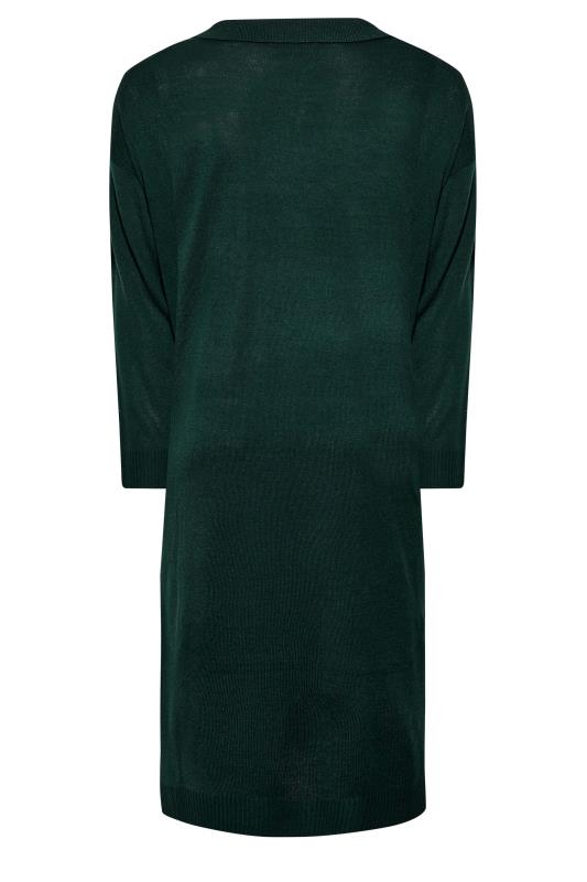 Plus Size Forest Green Open Collar Knitted Jumper Dress | Yours Clothing 7