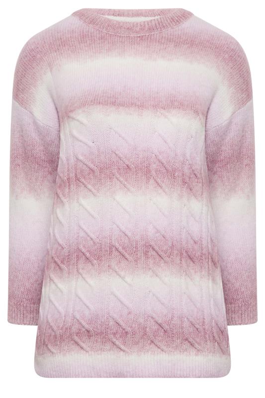YOURS LUXURY Plus Size Curve Pink & White Space Dyed Cable Knitted Jumper | Yours Clothing 6
