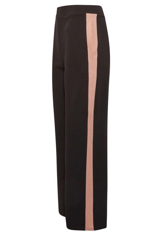 YOURS PETITE Plus Size Black Side Stripe Wide Leg Trousers | Yours Clothing 4