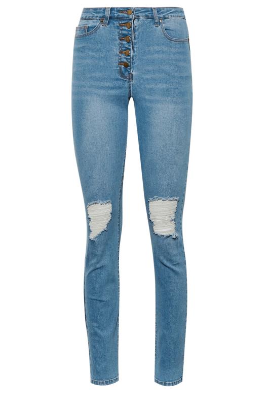 LTS Tall Blue Button Fly Distressed Slim Jeans 5