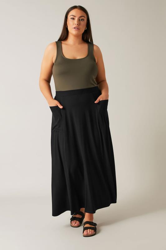 EVANS Plus Size Black Maxi Skirt | Evans  2