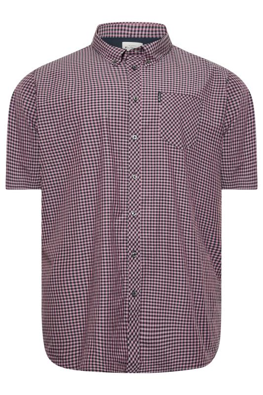 BEN SHERMAN Big & Tall Purple Short Sleeve Check Shirt | BadRhino 2