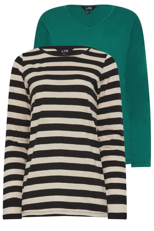 LTS Tall 2 PACK Black & Green Stripe Long Sleeve T-shirt Tops | Long Tall Sally 6