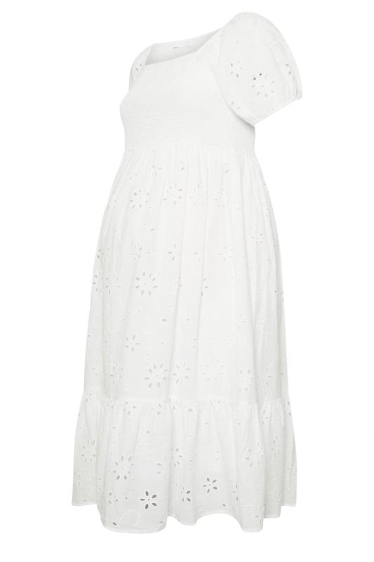 BUMP IT UP MATERNITY Plus Size White Broderie Anglaise Midi Dress | Yours Clothing 6