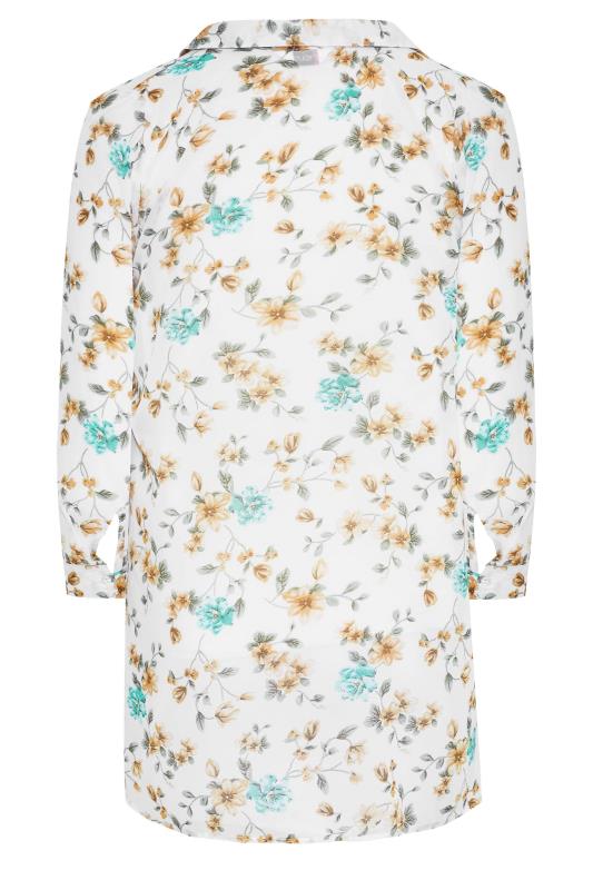 Plus Size White Floral Chiffon Shirt | Yours Clothing 8