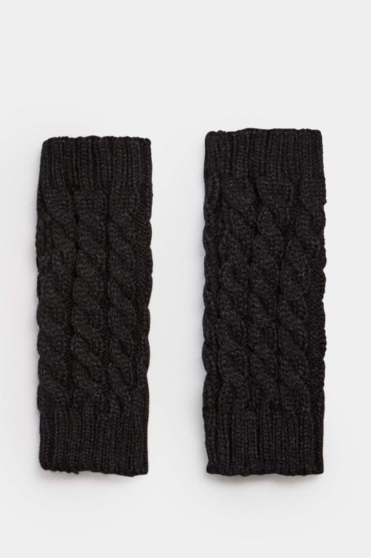 Plus Size  YOURS Curve Black Cable Knit Arm Warmers